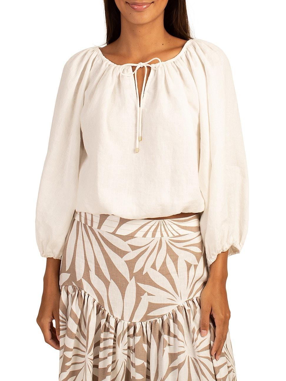 Womens Lunah Balloon-Sleeve Linen Top Product Image