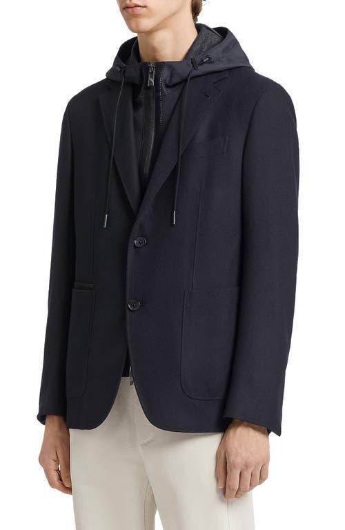 ZEGNA Trofeo Wool Blend Sports Jacket with Removable Hooded Dickey Product Image