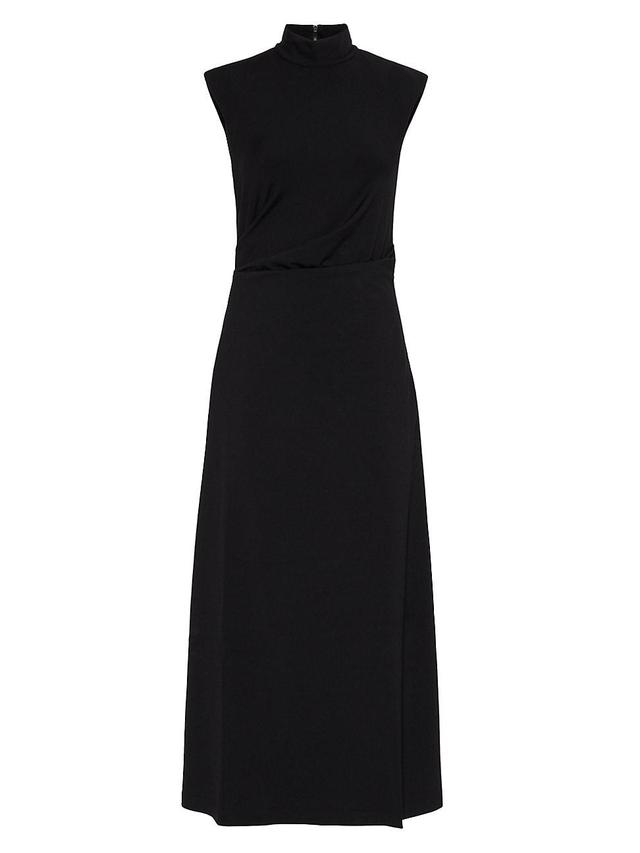 Womens Stretch Virgin Wool Jersey Draped Dress Product Image