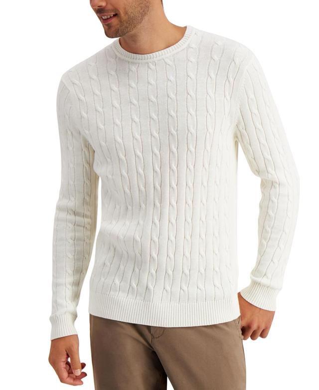 Club Room Mens Cable-Knit Cotton Sweater, Created for Macys Product Image