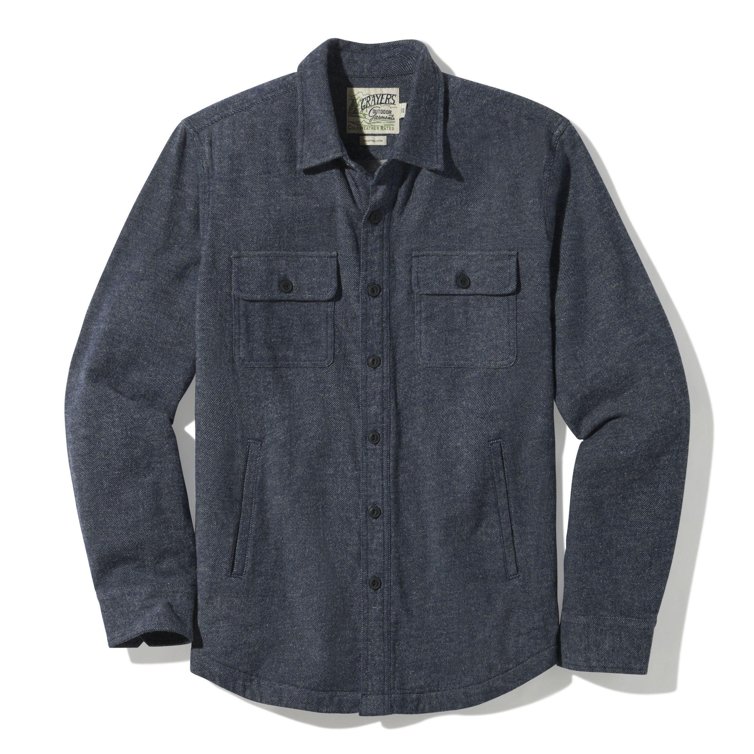 Flannel Twill Shirt Jacket - Sky Captain Product Image