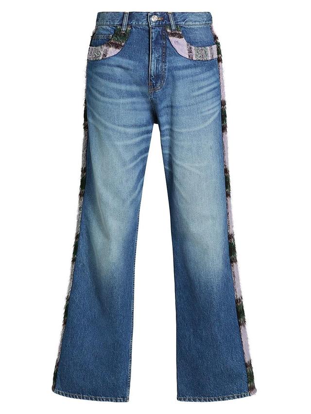 Mens Tartan-Trim Bootcut Jeans Product Image