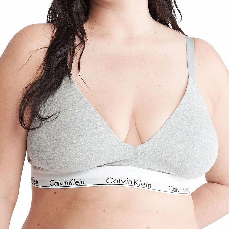 Calvin Klein Women's Modern Cotton Plus Lightly Lined Triangle Bralette - Grey - 1X Product Image