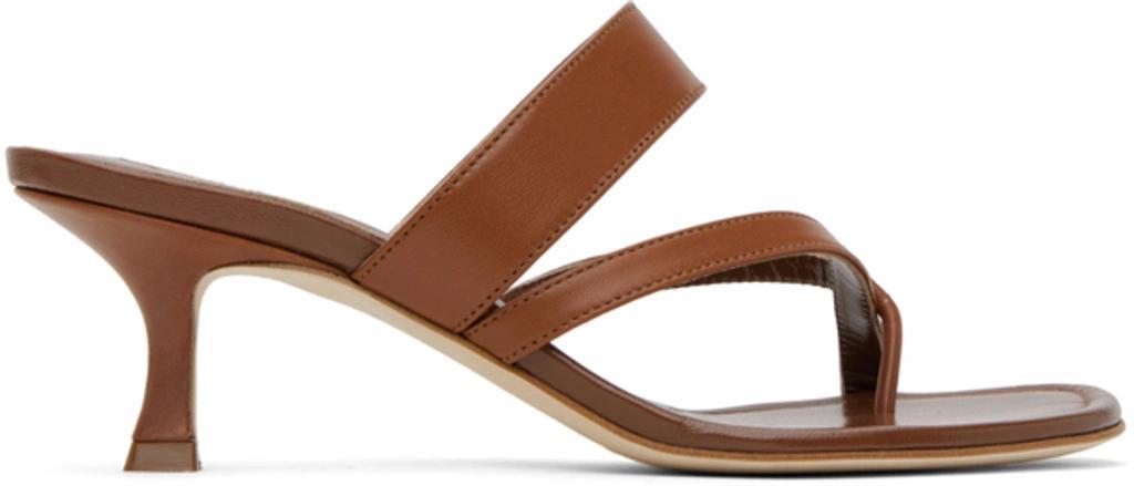 MANOLO BLAHNIK Susa 50 Leather Sandal In Brown Product Image