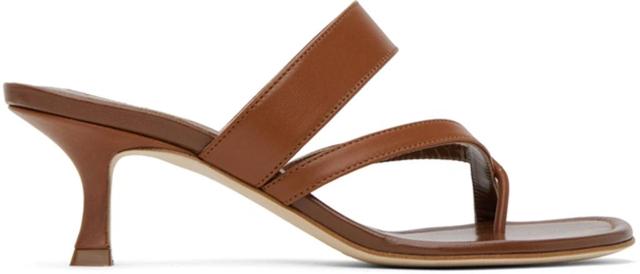 MANOLO BLAHNIK Susa 50 Leather Sandal In Brown Product Image