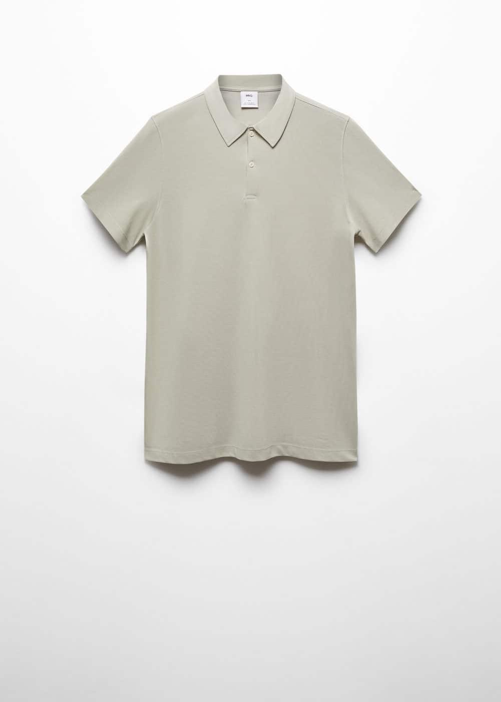 MANGO MAN - Slim-fit textured cotton polo shirt pastel greenMen Product Image