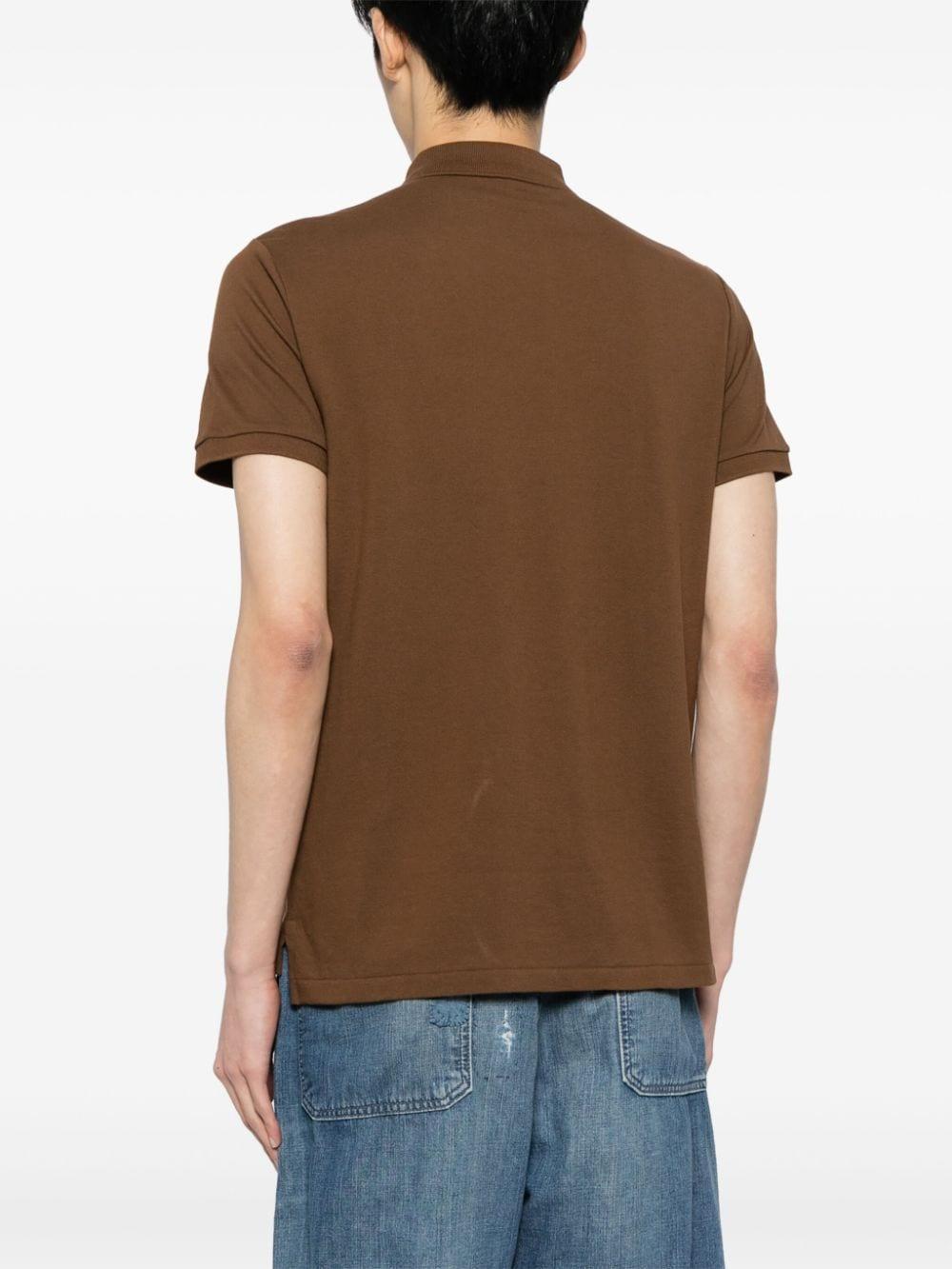 Short-sleeve Cotton Polo Shirt In Brown Product Image