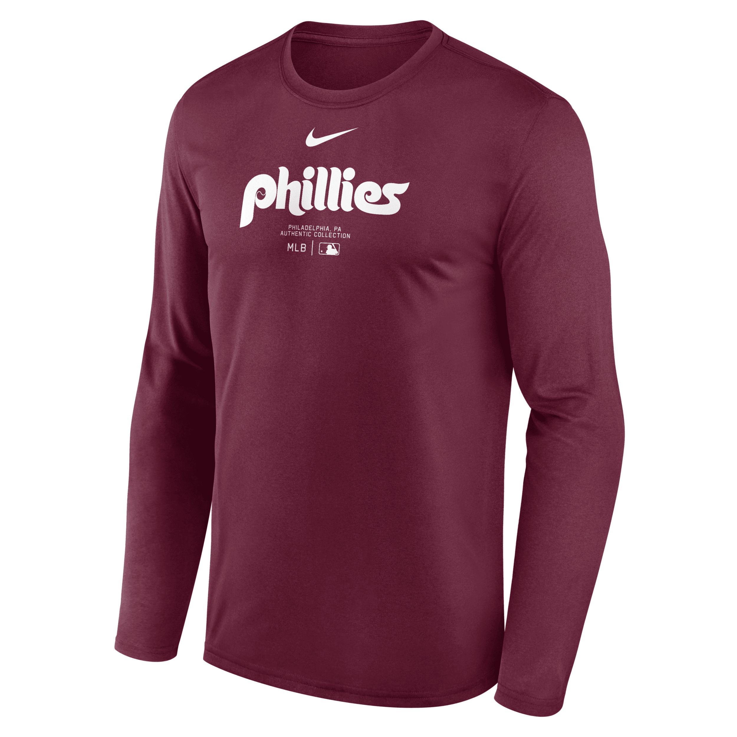 Philadelphia Phillies Authentic Collection Practice Nike Mens Dri-FIT MLB Long-Sleeve T-Shirt Product Image