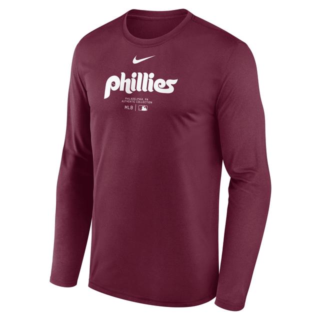 Philadelphia Phillies Authentic Collection Practice Nike Men's Dri-FIT MLB Long-Sleeve T-Shirt Product Image