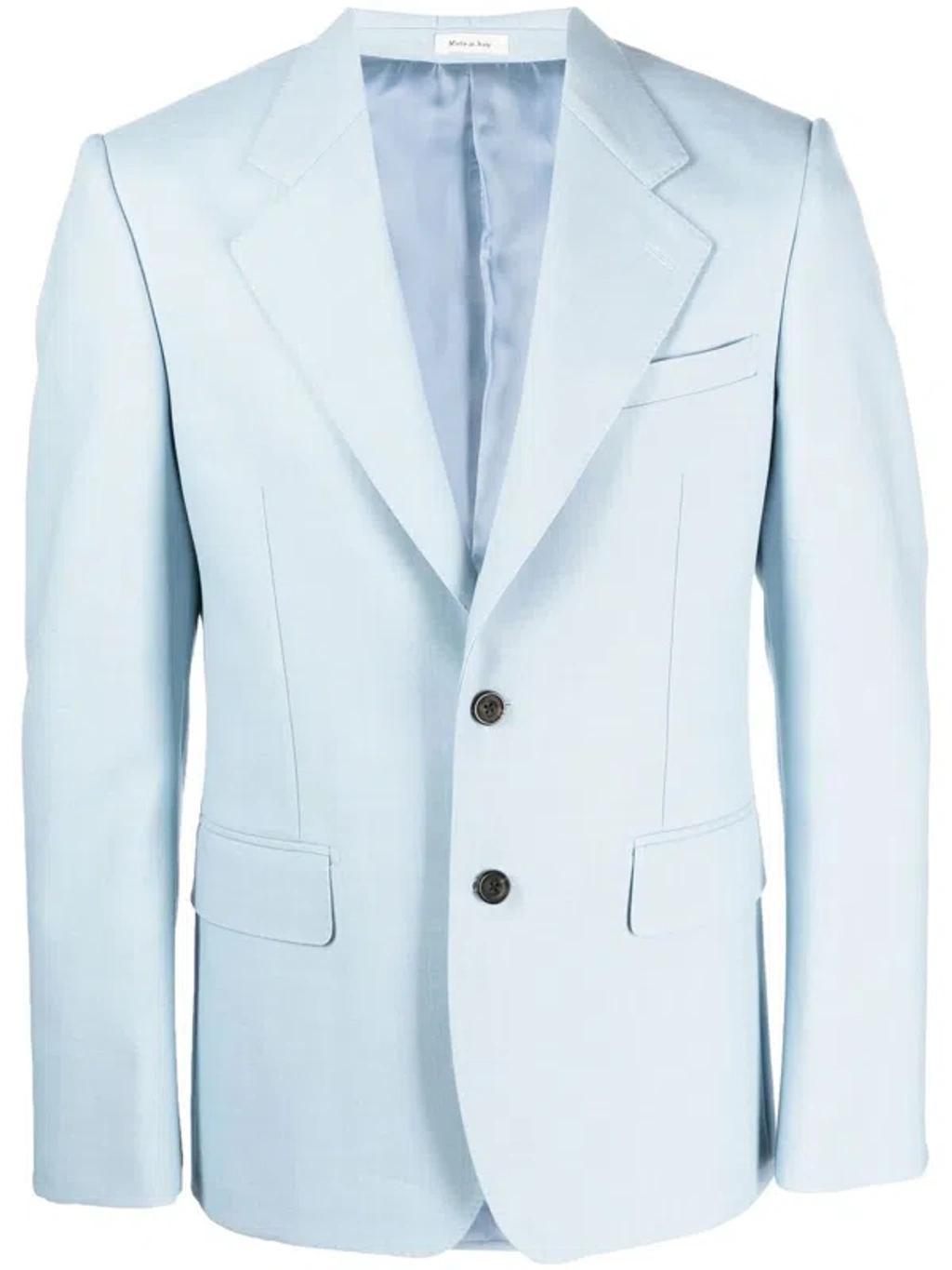 Single-breasted Tailored Blazer In Light Blue Product Image