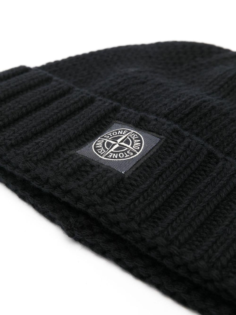 Compass Virgin Wool Beanie In Black Product Image