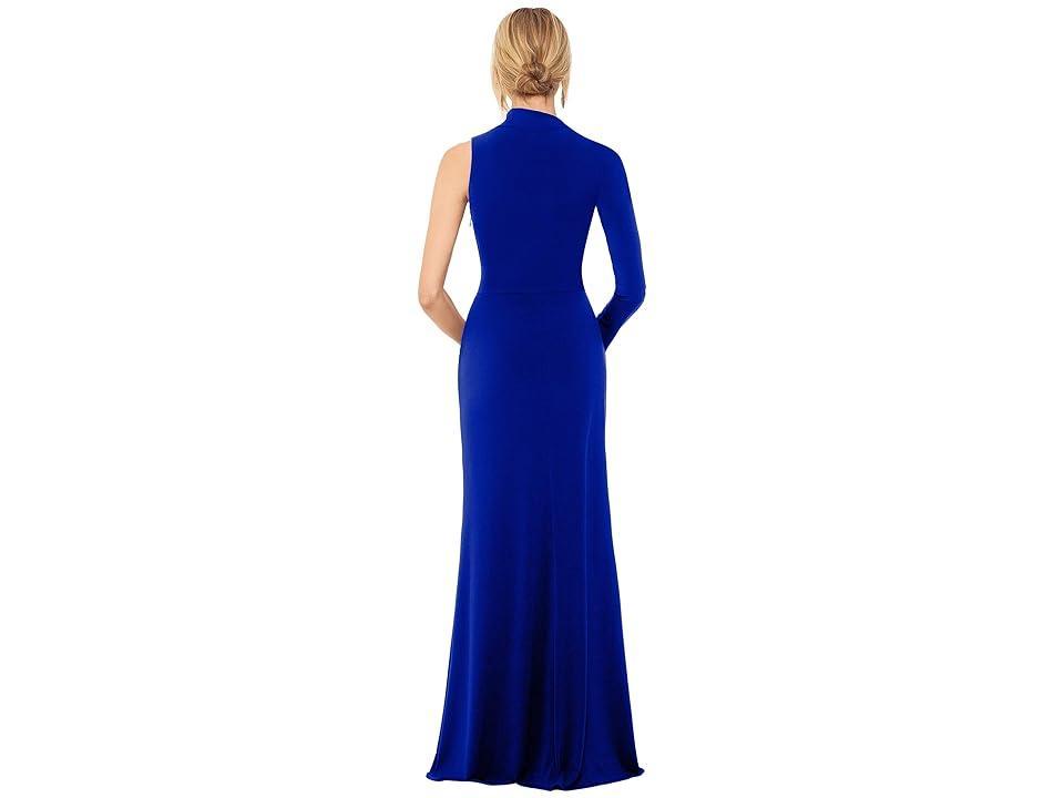 Betsy & Adam Long Jersey Asymmetrical Sleeve Gown (Electric ) Women's Dress Product Image