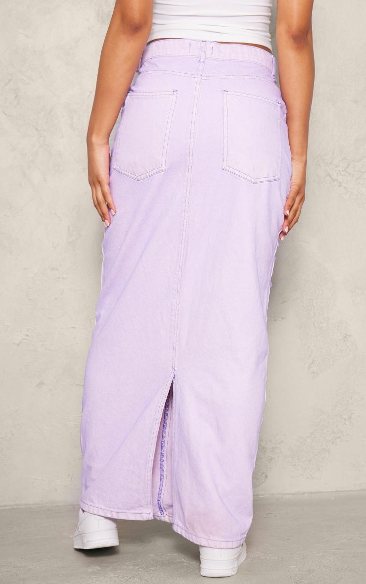 Washed Lilac Distressed Extreme Denim Midi Skirt product image