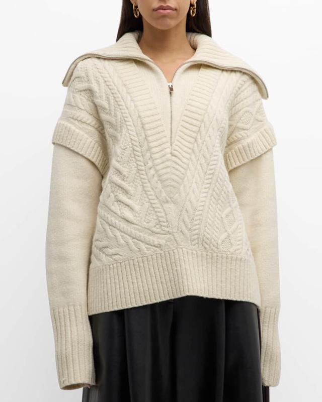 Callie Cable-Knit Half-Zip Sweater Product Image