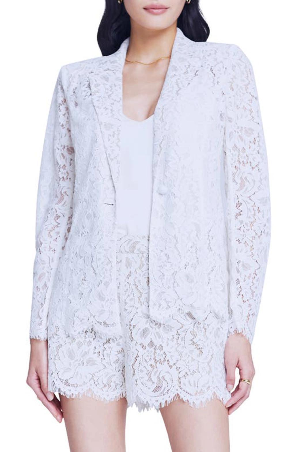 L AGENCE Women's Clementine Single-breasted Lace Blazer In White product image