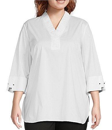 Womens Ruffled Cotton-Blend Blouse Product Image