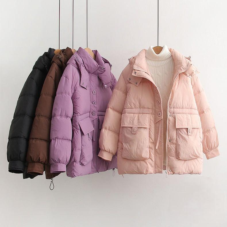 Plain Padded Hooded Zip Jacket Product Image