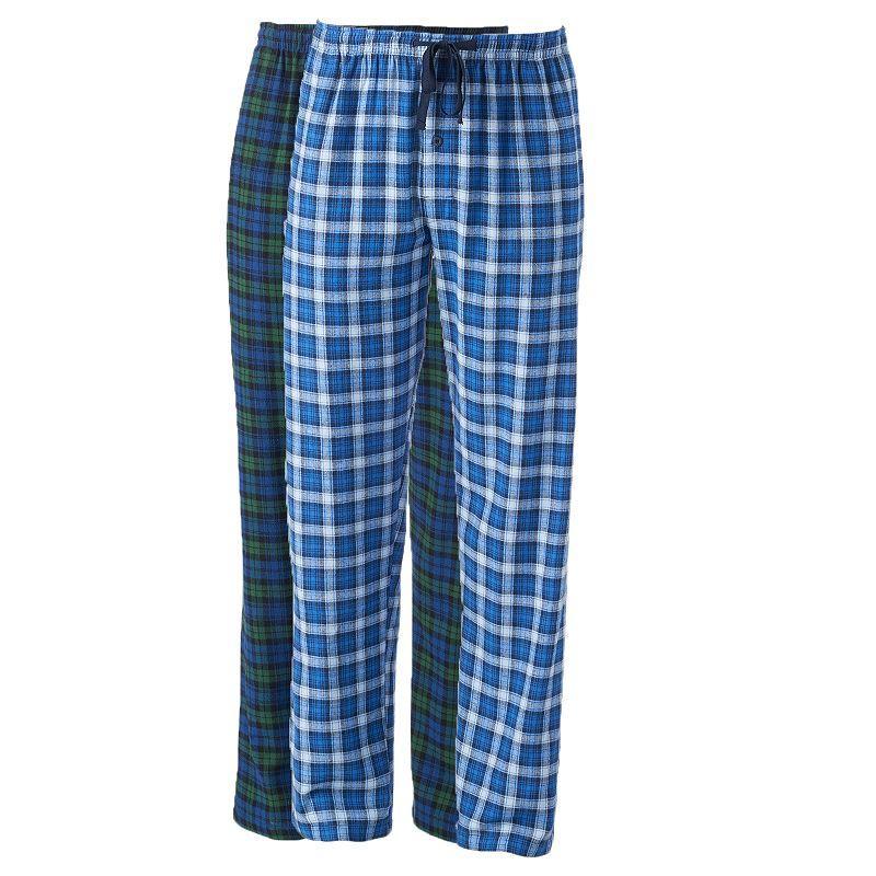 Mens Hanes 2-pk. Plaid Flannel Pajama Pants Blue Product Image