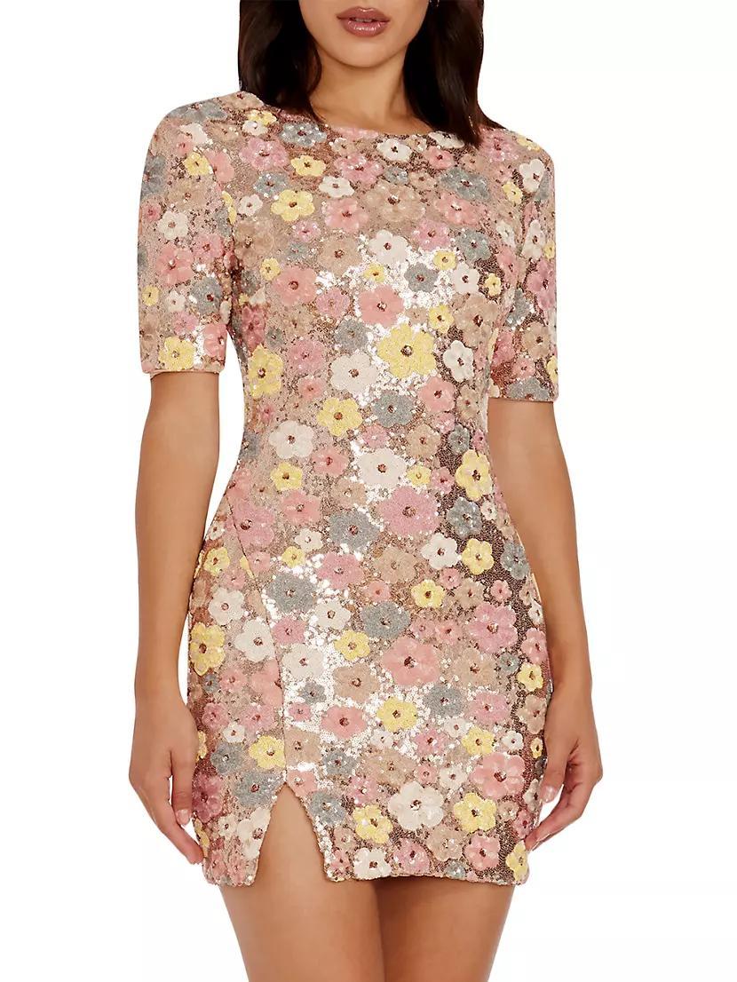 Maddox Floral Sequined Minidress Product Image