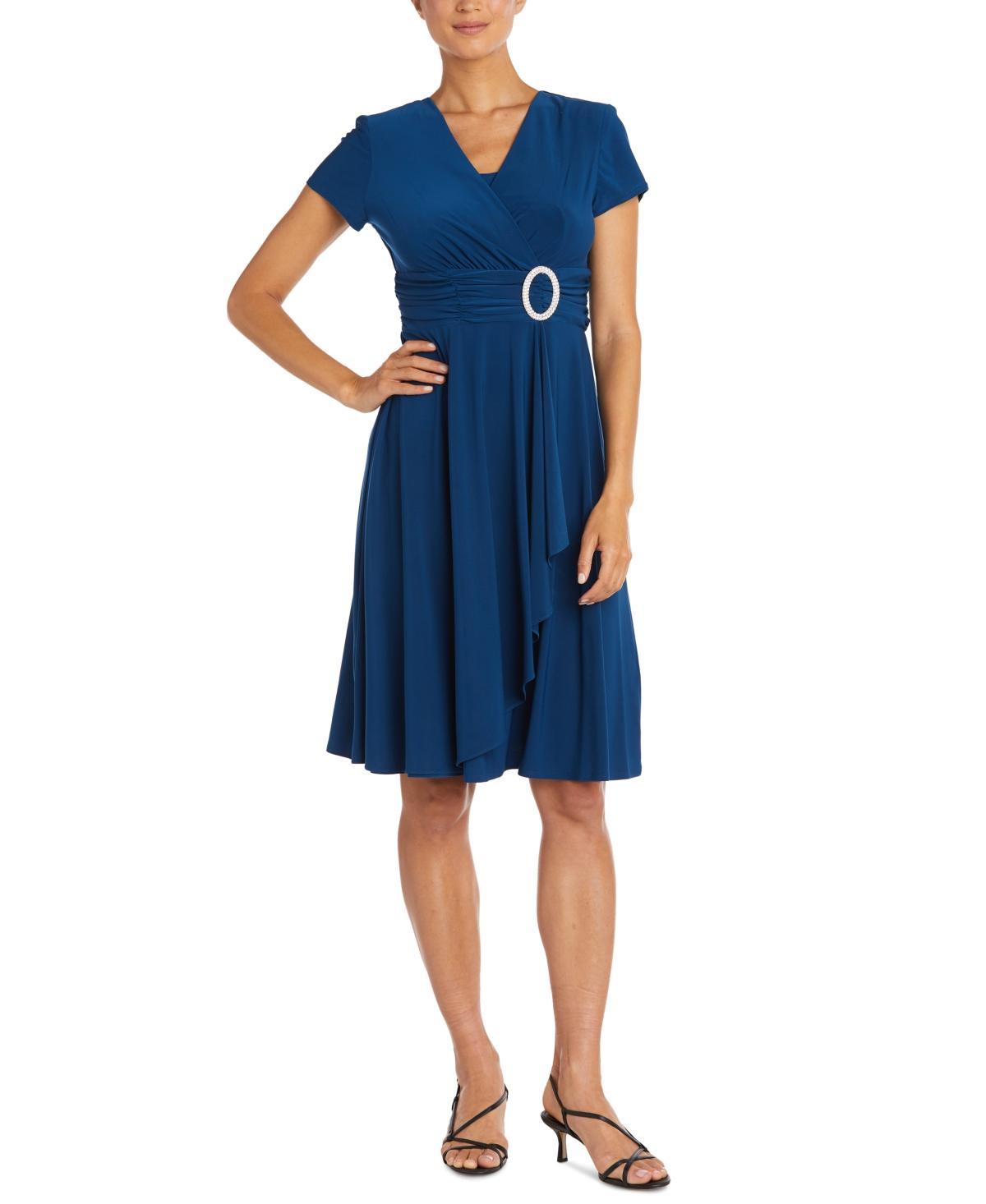 R&M Richards Short-Sleeve Faux-Wrap Dress Product Image