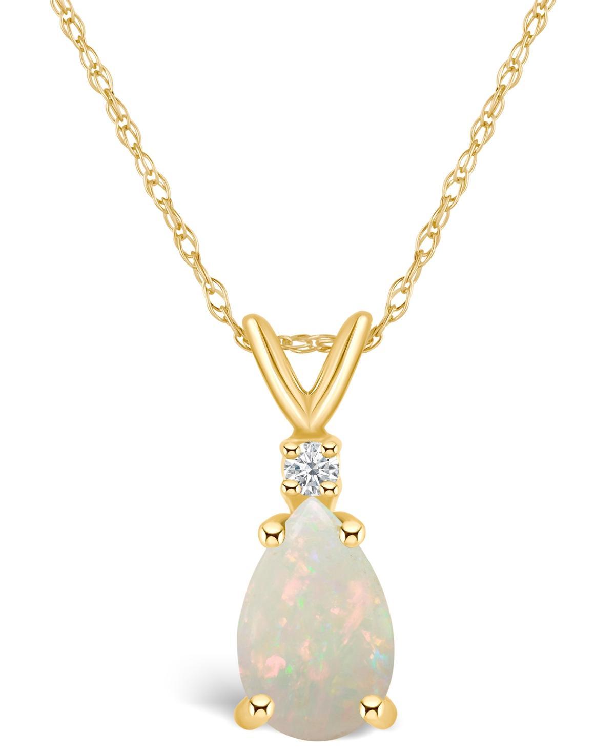 Celebration Gems 14k Gold Pear Shaped Peridot & Diamond Accent Pendant Necklace, Womens Product Image