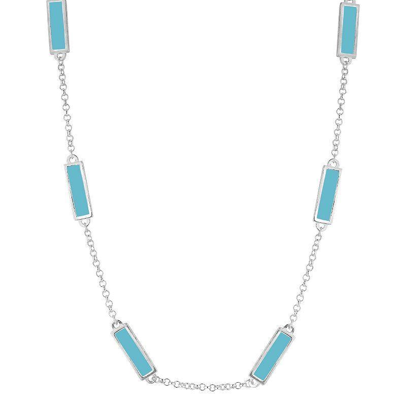 Sunkissed Sterling Synthetic Turquoise Bar Necklace, Womens, Silver Tone Product Image