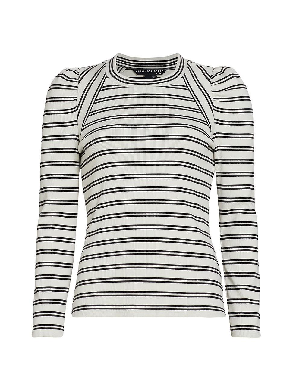 Veronica Beard Delano Stripe Cotton Top Product Image