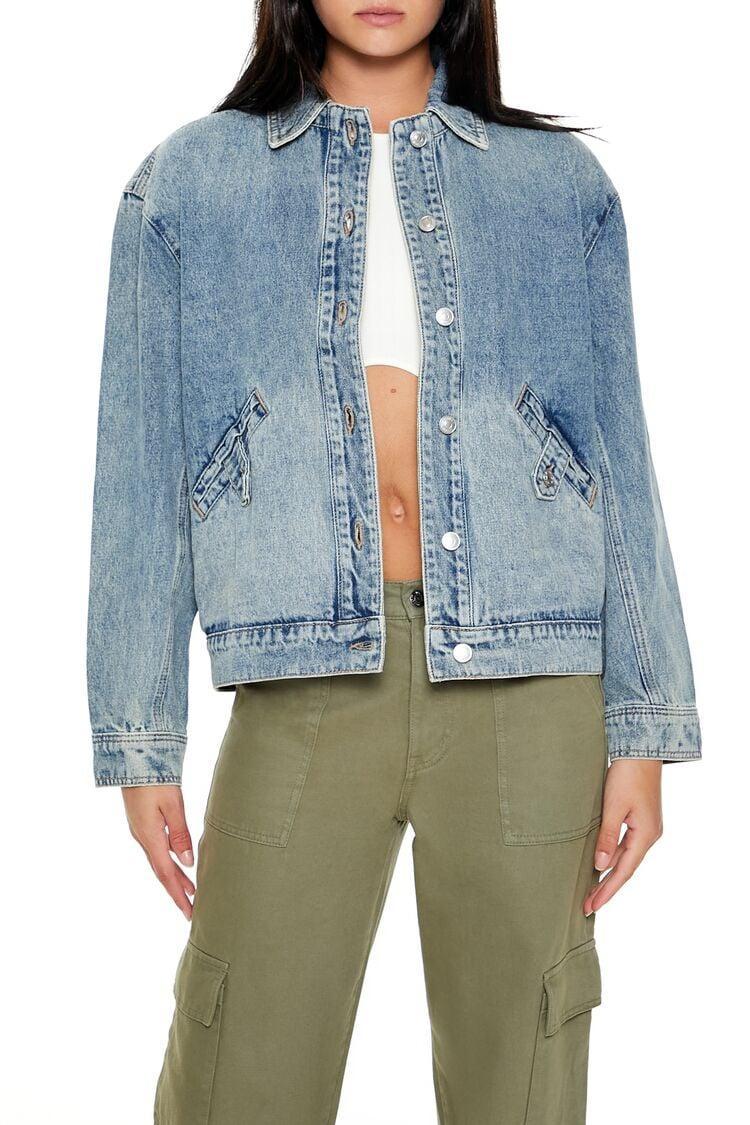 Studded Denim Bomber Jacket | Forever 21 product image