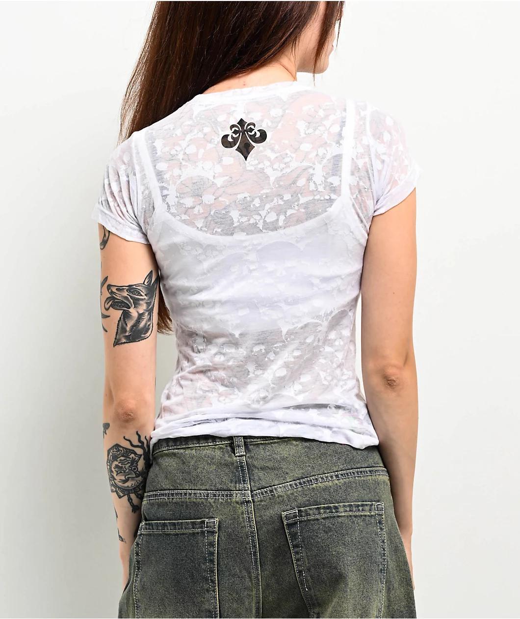 Affliction Angel City Burnout White T-Shirt Product Image