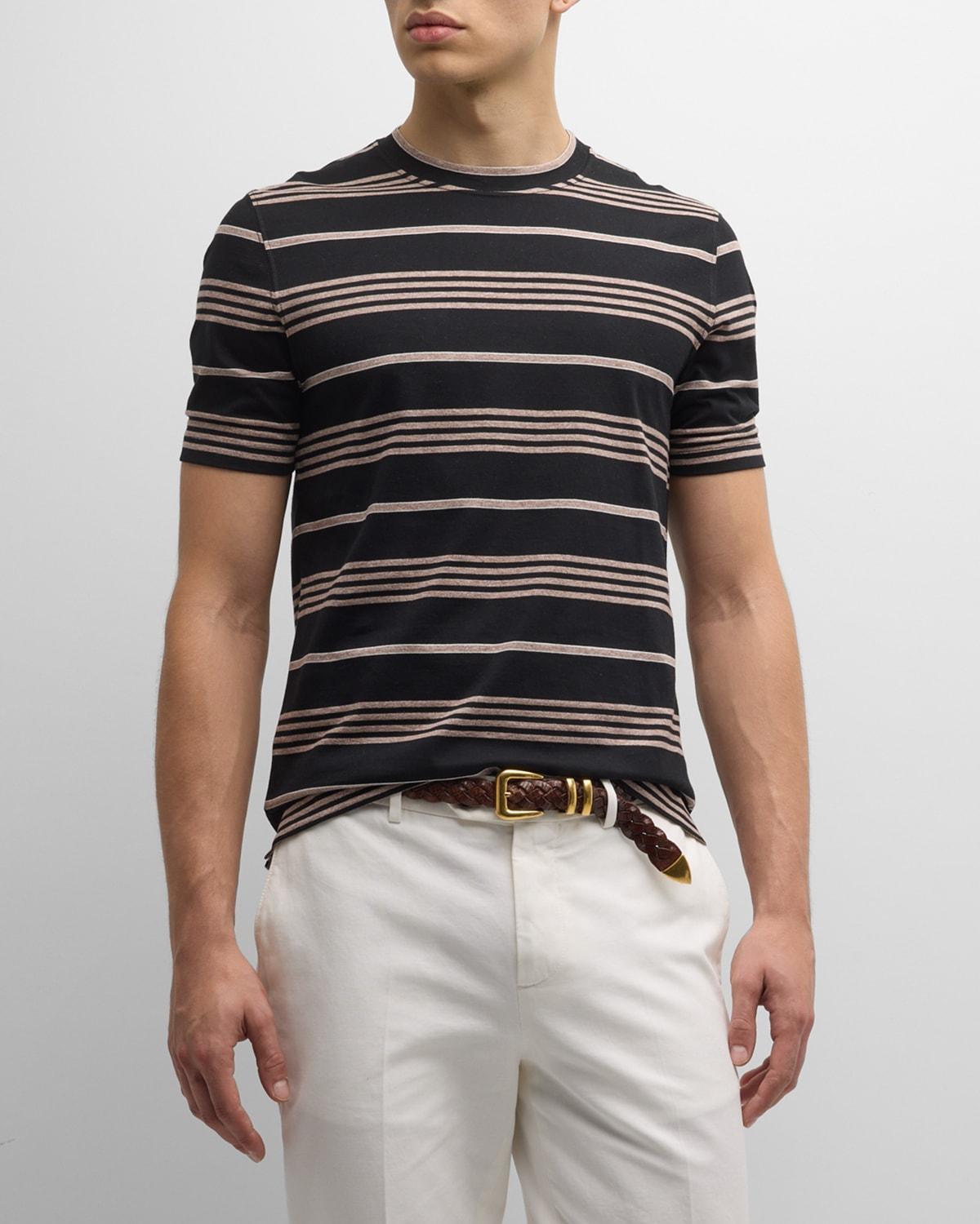 Mens Cotton Stripe Crewneck T-Shirt Product Image