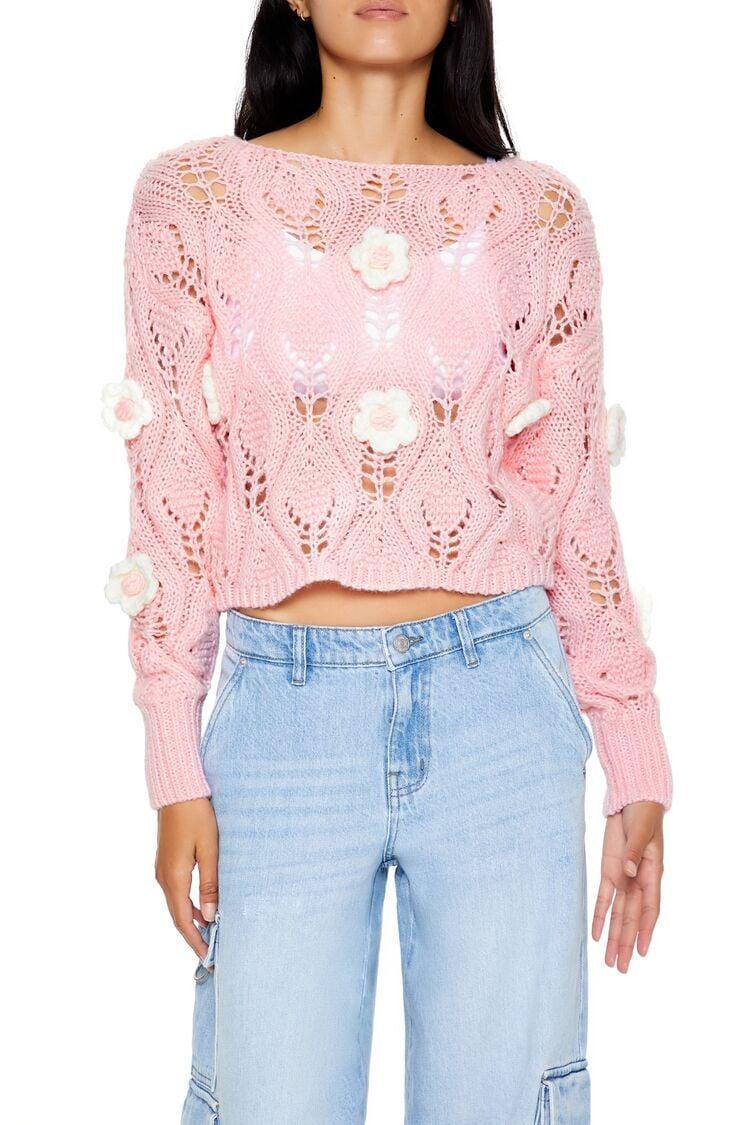 Flower Open-Knit Sweater | Forever 21 product image