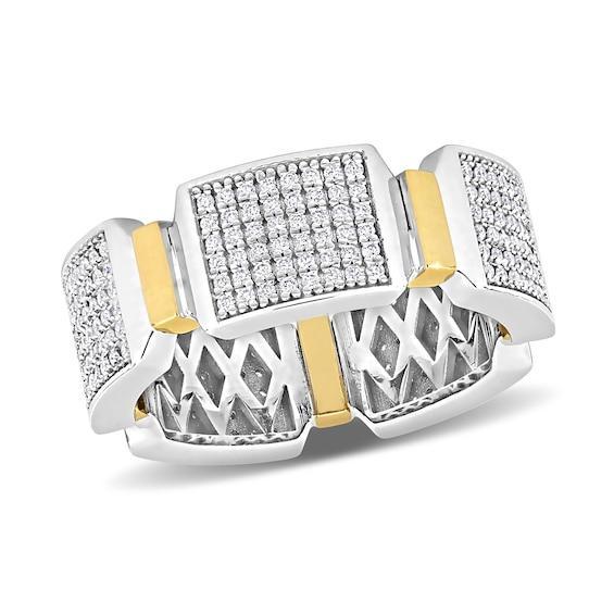 Eternally Bonded Men's 1 CT. T.w. Diamond Collar Station Band in 14K Two-Tone Gold Product Image