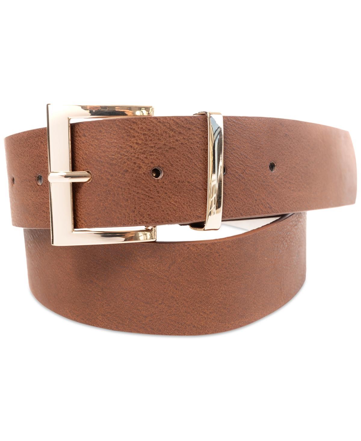 On 34th Womens Square-Buckle Faux-Leather Belt, Created for Macys Product Image