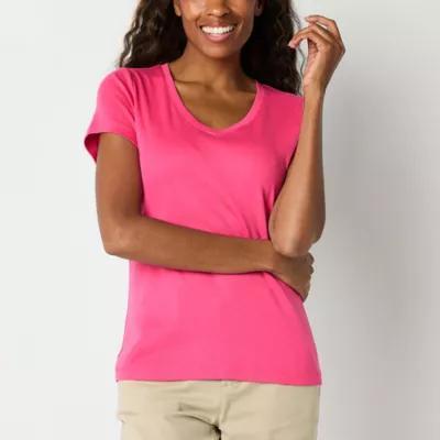 St. John's Bay Womens V Neck Short Sleeve T-Shirt Product Image