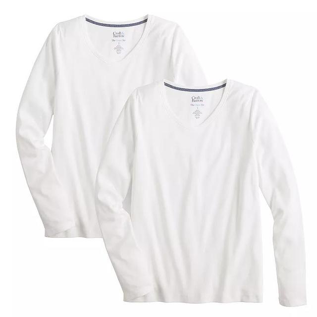 Womens Croft & Barrow Long Sleeve 2-Pack V-Neck Tees Product Image