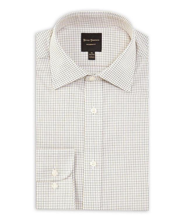 Hickey Freeman Modern Fit Spread Collar Grid Checked Dress Shirt Product Image