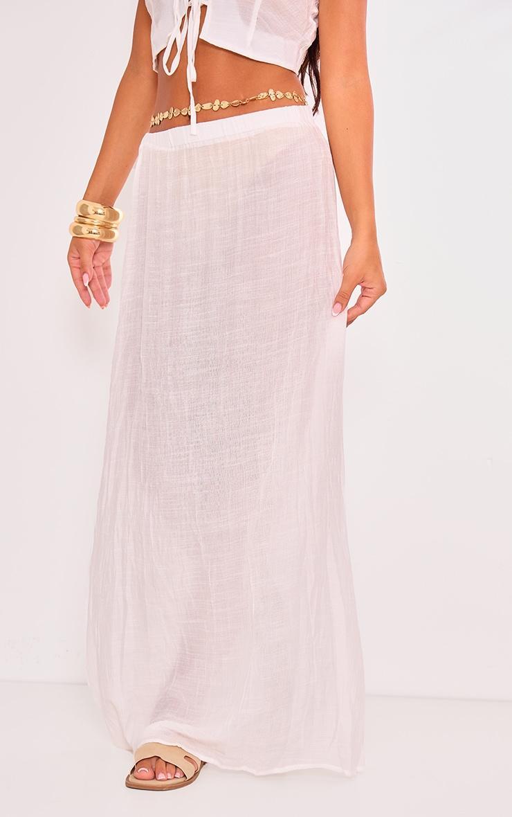 White Linen Look Maxi Beach Skirt Product Image