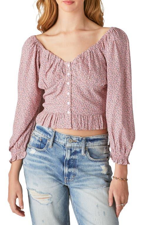 Lucky Brand Floral Smocked Button-Up Blouse Product Image