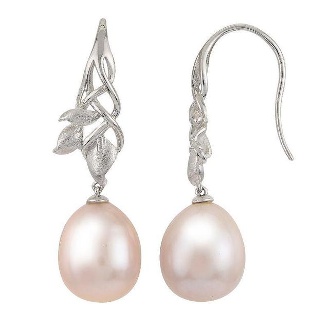 PearLustre by Imperial Sterling Silver Pink Freshwater Cultured Pearl Leaf Drop Earrings, Womens Product Image