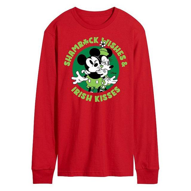 Disneys Mickey & Minnie Mouse Mens Shamrock Wishes Irish Kisses Long Sleeve Graphic Tee Product Image