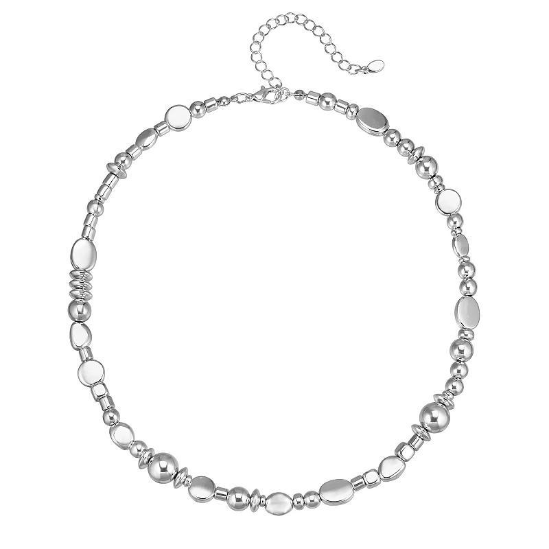 Emberly Silver Tone Organic Beaded Necklace, Womens, None Product Image