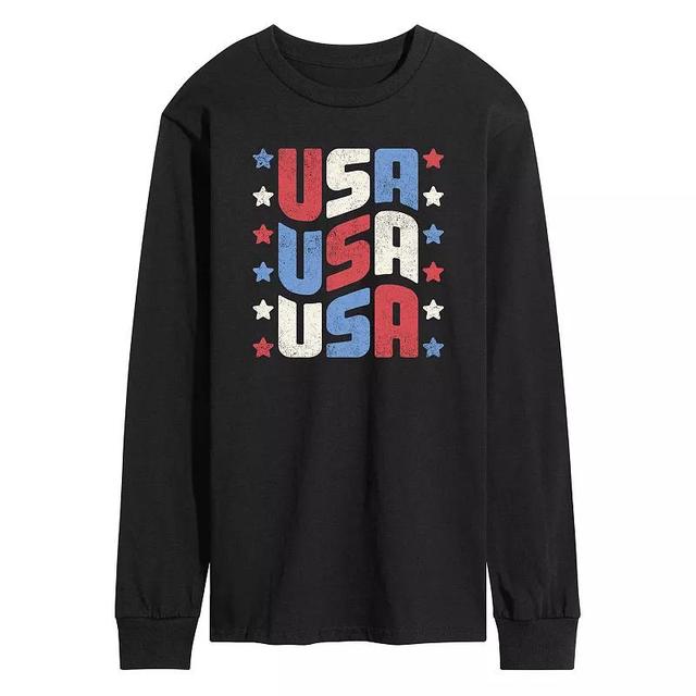 Mens USA Stacked Long Sleeve Graphic Tee Product Image