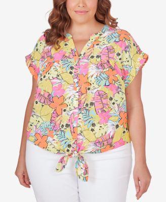 Plus Size Party Tie Front Top Product Image