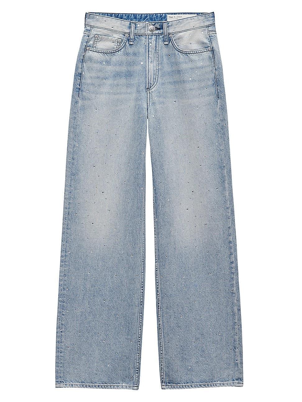 Womens Logan Jewel Mid-Rise Relaxed Straight Jeans product image