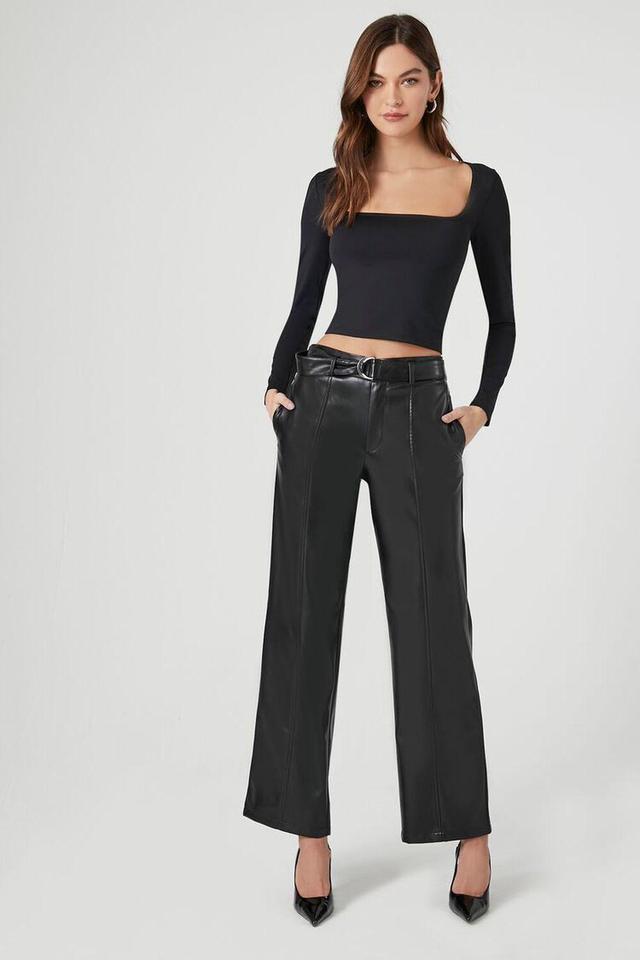 Faux Leather Belted Trouser Pants | Forever 21 Product Image