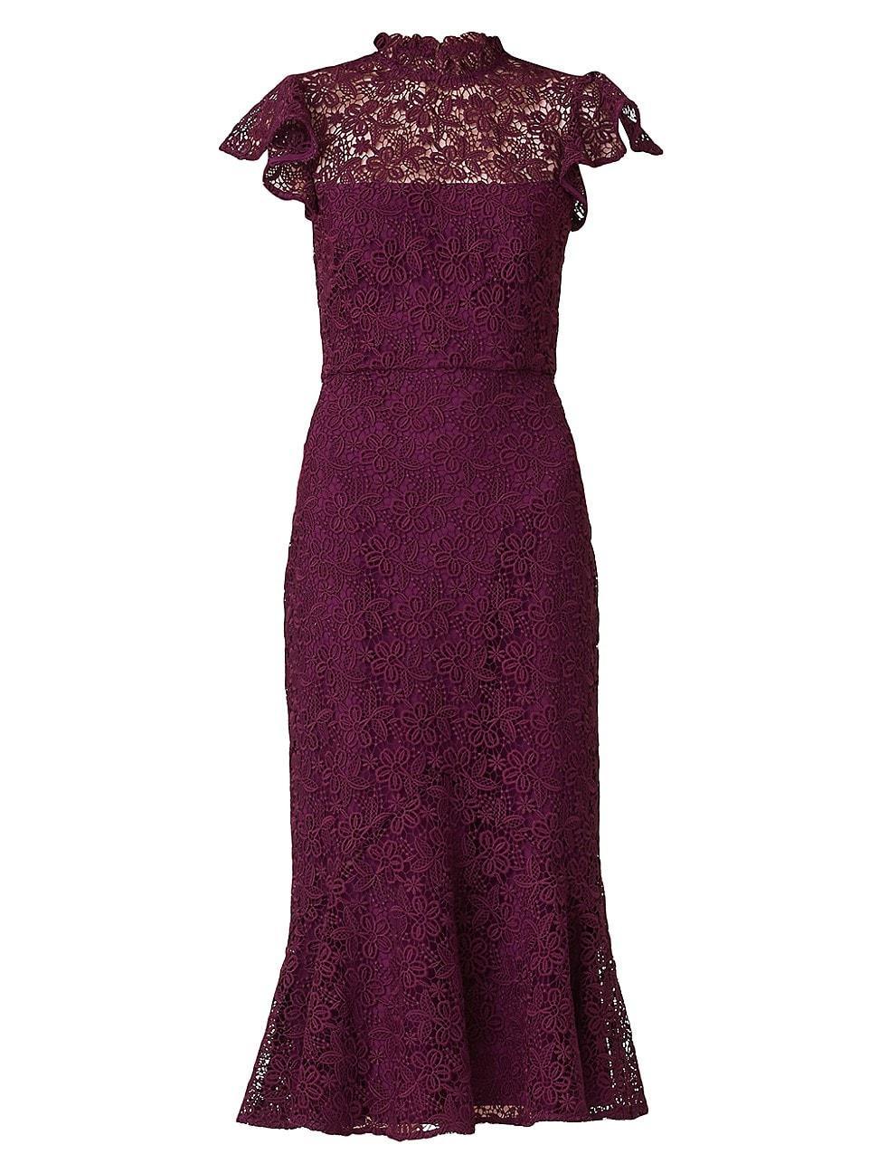 Womens Lea Lace Flounce Midi-Dress Product Image