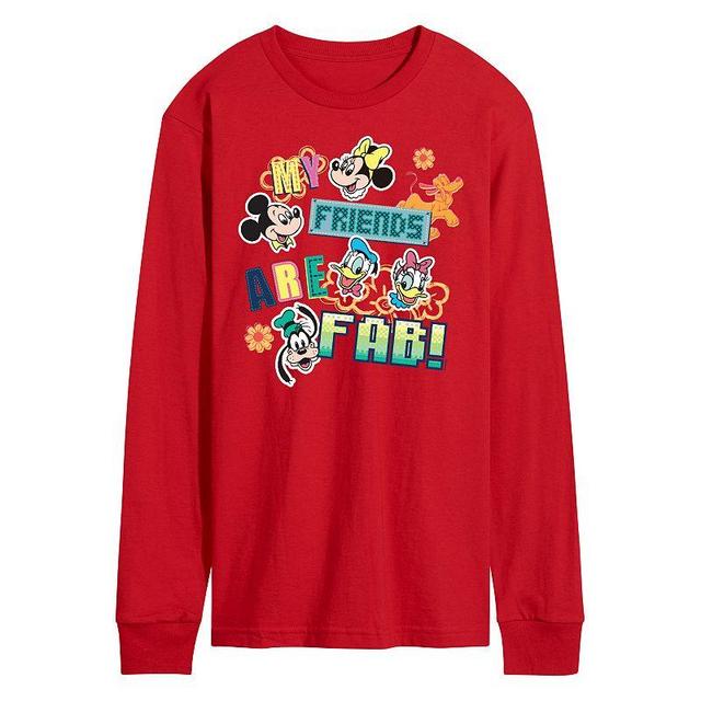 Disneys Mens Friends Are Fab Long Sleeve Tee Red Product Image