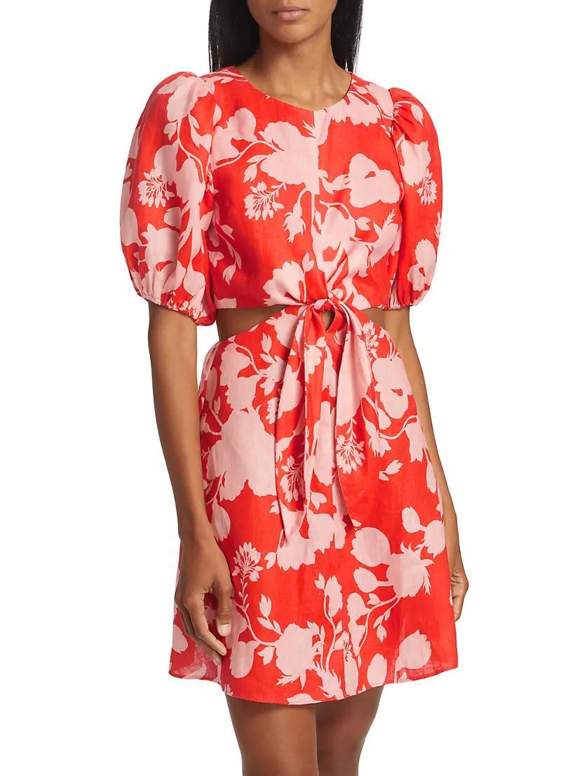 Delfina Floral Linen Minidress Product Image