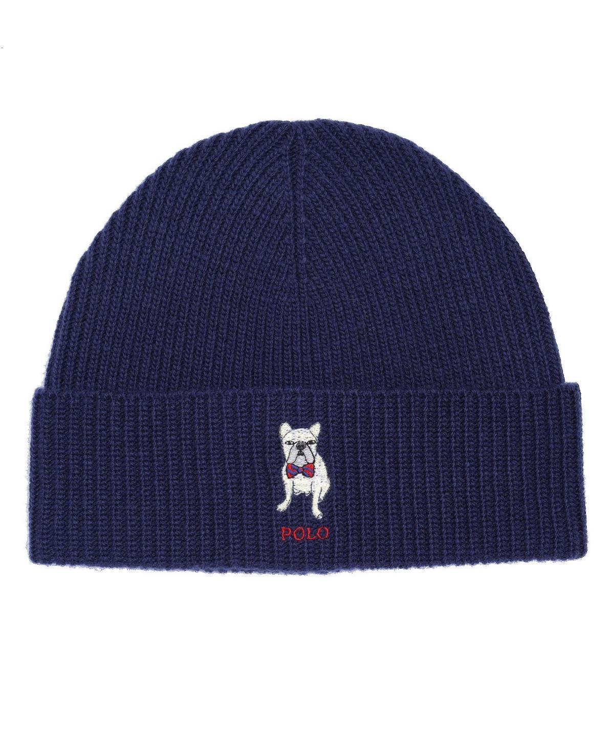 POLO RALPH LAUREN Men's Embroidered Frenchie Beanie In Newport Navy Product Image