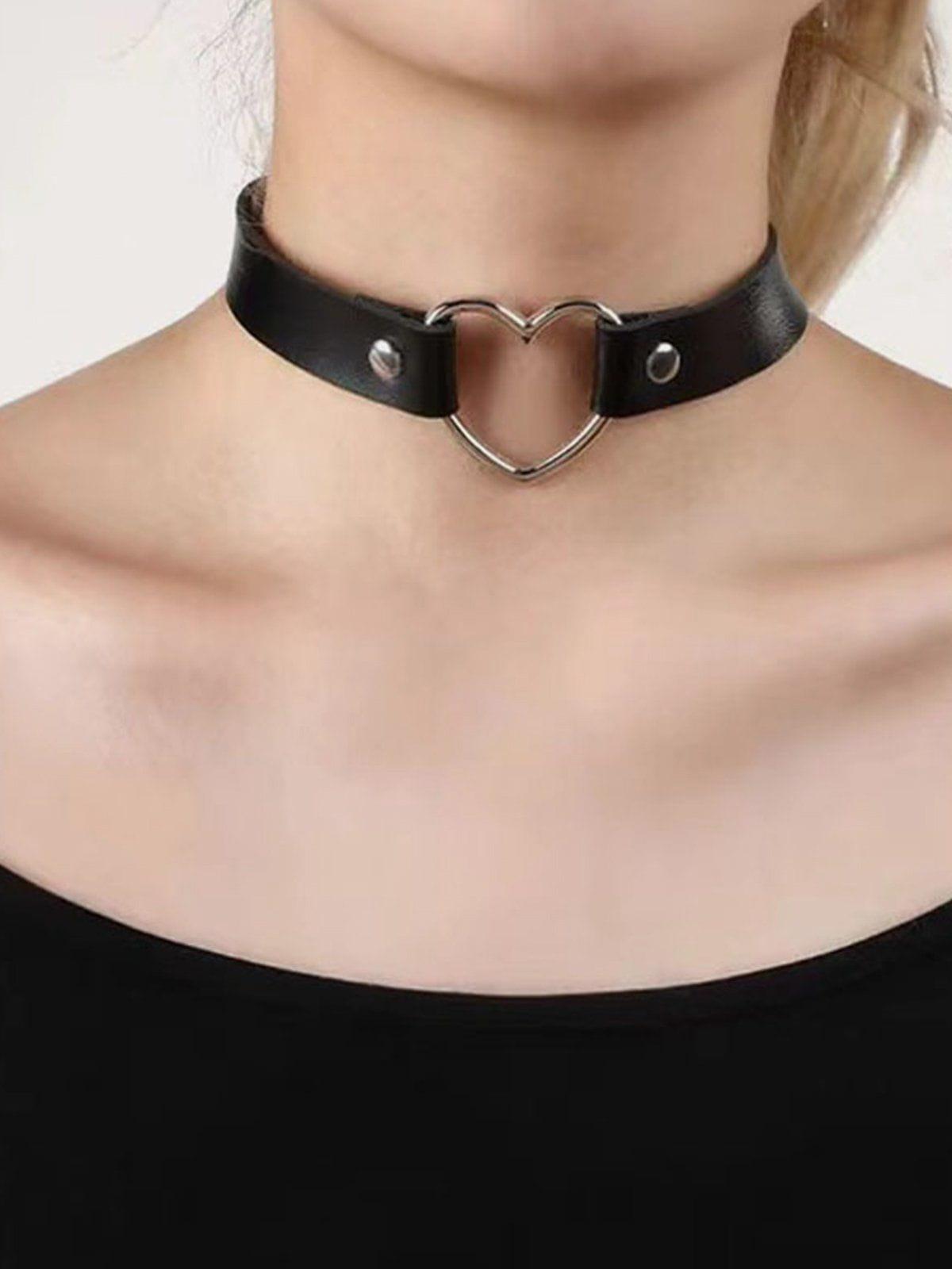 Simple Heart Leather Choker Product Image